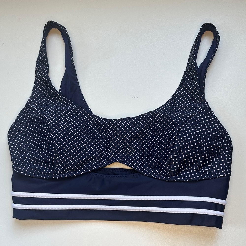 The Upside Navy and White Patterned Sports Bra
